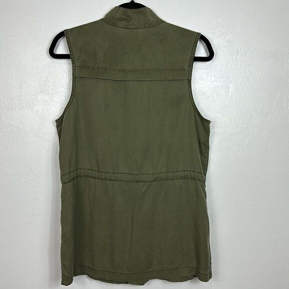 Knox Rose Green Button Up Longline Utility Vest With Pockets Size M - Picture 3 of 8